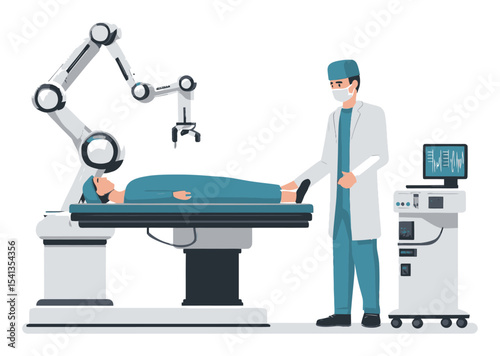 Surgical Robot Assisting Doctor in Operating Room with Patient
