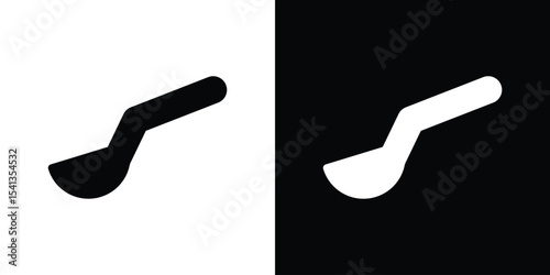 Spoon icon in flat black solid vector set