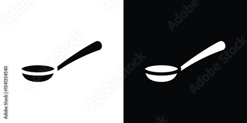 Spoon icon in flat black solid vector set
