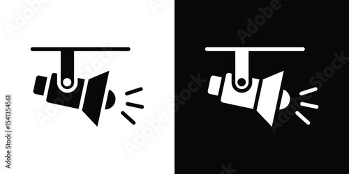 Spotlight icon in flat black solid vector set