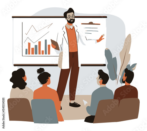 Professional Male Speaker Presenting Data Insights to Engaged Audience