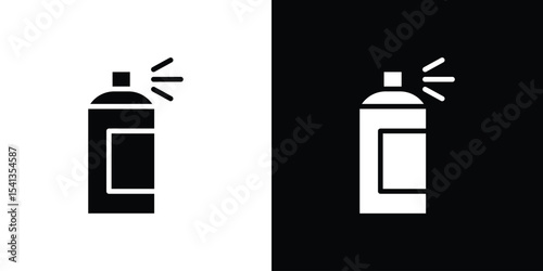 Spray can icon in flat black solid vector set