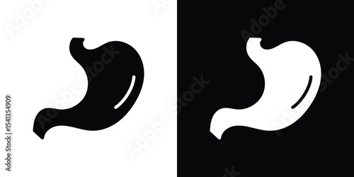Stomach icon in flat black solid vector set