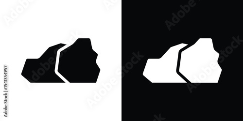 Stone icon in flat black solid vector set