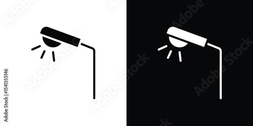 Street light icon in flat black solid vector set
