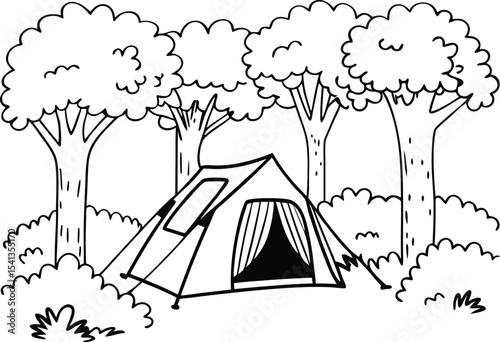 camping in the forest