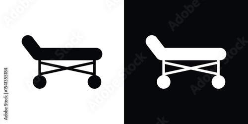 Stretcher icon in flat black solid vector set