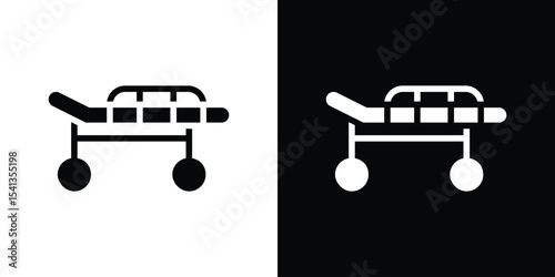 Stretcher icon in flat black solid vector set