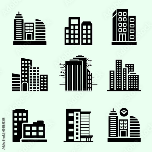 Building and Architecture Glyph Icon Set