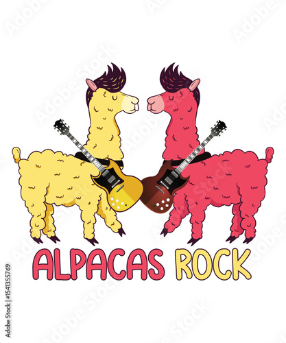Alpacas Rock T-Shirt Design, Typography, Vector Illustration