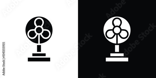 Table Fan icon in flat black solid vector set