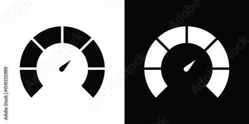 Tachometer icon in flat black solid vector set