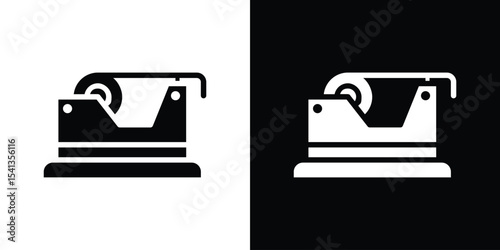 Tape dispenser icon in flat black solid vector set