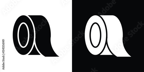 Tape icon in flat black solid vector set