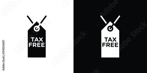 Tax free icon in flat black solid vector set