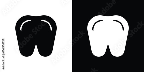 Teeth icon in flat black solid vector set