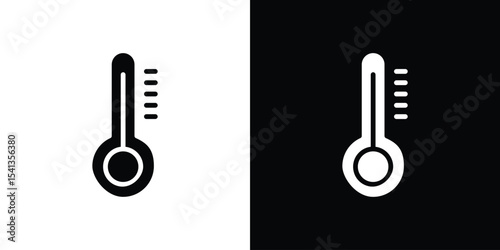 Temperature icon in flat black solid vector set