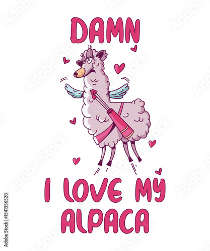 Damn, I Love My Alpaca t-shirt design, typography, Vector illustration