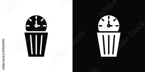 Time waste icon in flat black solid vector set