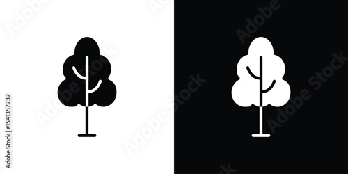 Tree free icon in flat black solid vector set