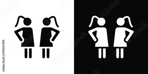 Twin icon in flat black solid vector set