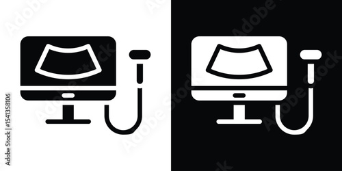 Ultrasonography icon in flat black solid vector set