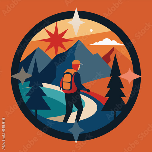 vector illustration of a man with a backpack