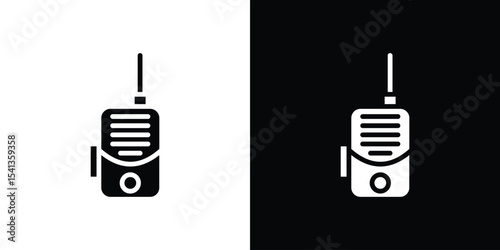 Walkie talkie icon in flat black solid vector set