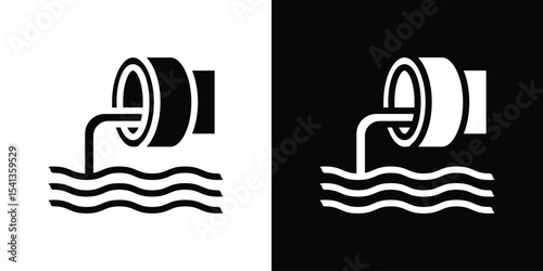 Wastewater icon in flat black solid vector set