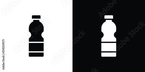 Water bottle icon in flat black solid vector set