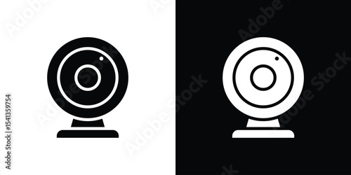 Web camera icon in flat black solid vector set