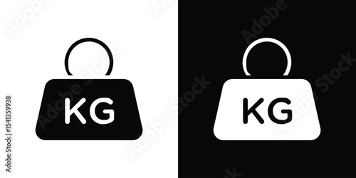 Weight icon in flat black solid vector set