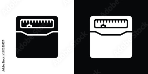 Weight scale icon in flat black solid vector set