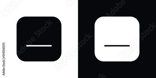 Window Minimize icon in flat black solid vector set