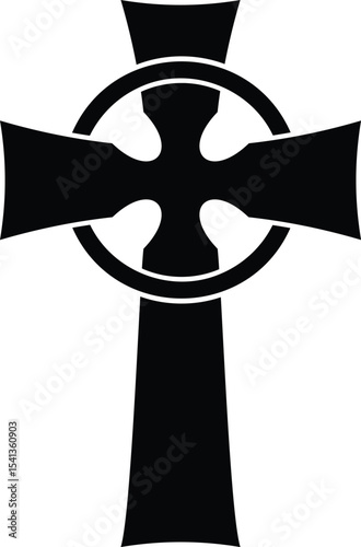 celtic cross symbol with black and white line tattoo or graphic decoration.