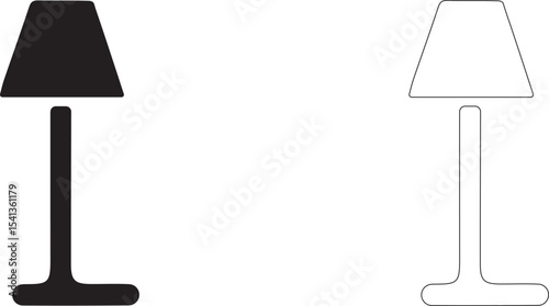 Floor lamp on a long stable stand. Vector icon.