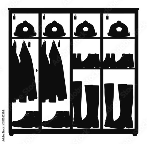 Abstract Drawing of a Hand Holding a Wardrobe of Clothing and Gear