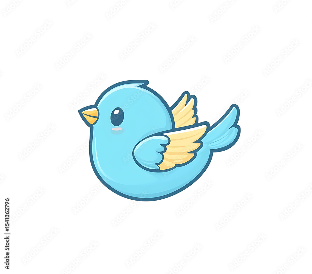 Obraz premium Adorable Blue Bird Illustration Cute Cartoon Bird Design