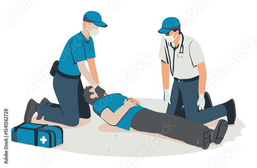 Emergency Response Team Providing First Aid to Injured Person