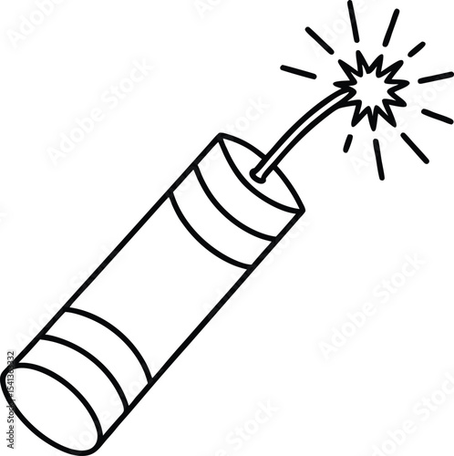 Minimalist festival firecracker with clean outline vector