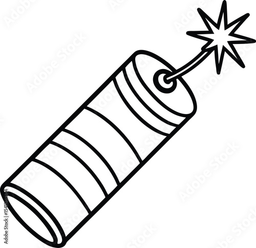 Outlined vector of festive firecracker with black lines