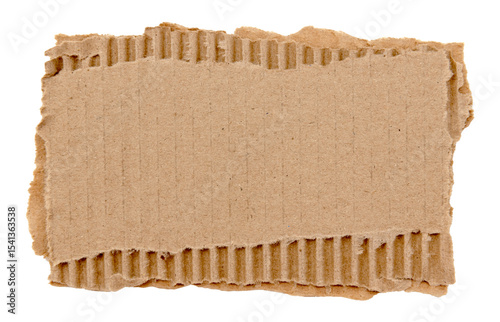 Piece of torn cardboard on a white background. Torn cardboard isolate photo