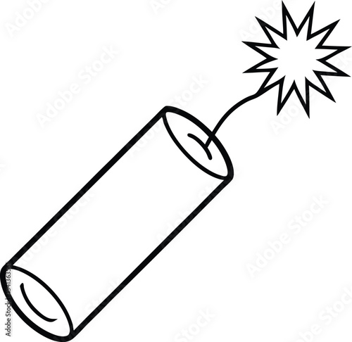 Simple black line vector of classic explosive firecracker