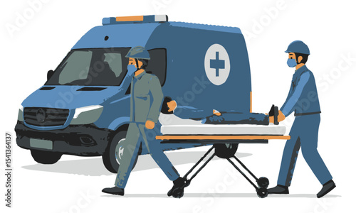 Medical Emergency Response Team with Ambulance and Patient Care