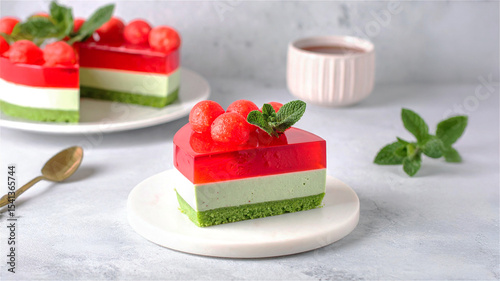 スイカのゼリーケーキ