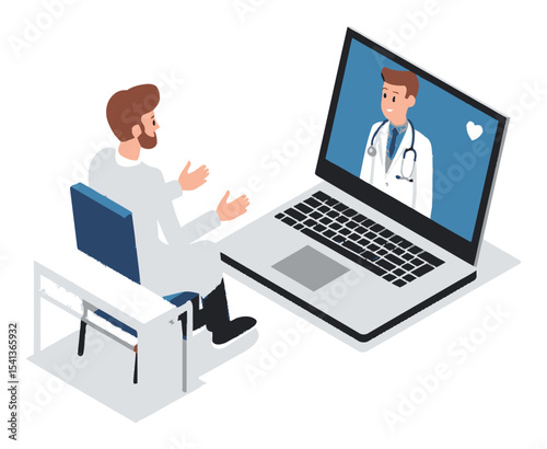 Virtual Consultation between Doctor and Patient via Laptop Screen