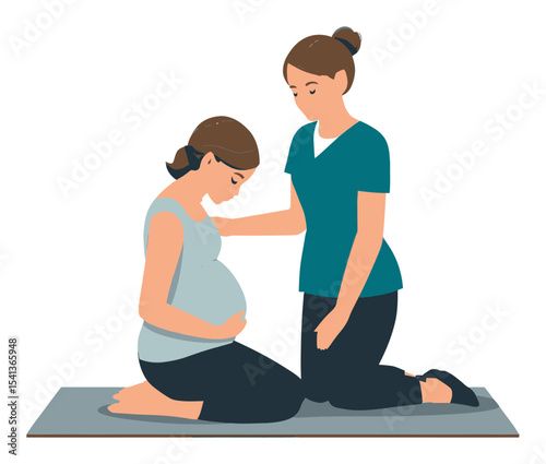 Caring Support for Pregnant Woman During Antenatal Yoga Session