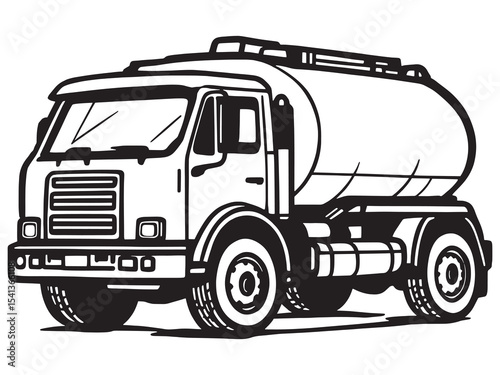 set of 6 psc different type of  Fuel truck clear vision simple dark black line art on white (2).eps