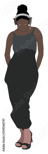 Stylish Cartoon Character in Casual Outfit with Headphones and Confident Stance