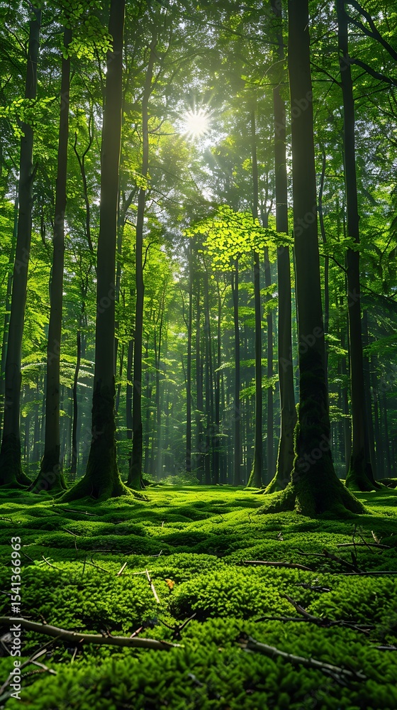 Fototapeta premium green forest in the morning